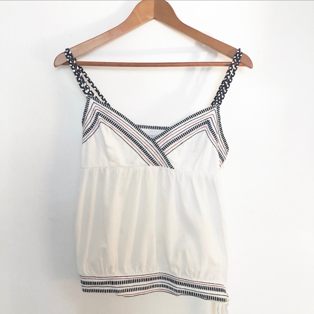 Zara TRF Collection Embroidered Cotton/Linen Top M
